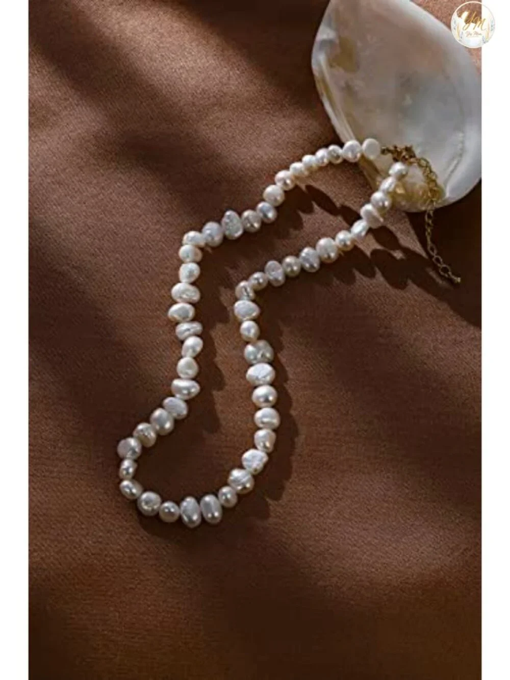 Baroque Freshwater Pearl Choker Necklace for Women Gold Plated 17.5 Inch